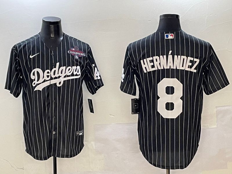Men Los Angeles Dodgers #8 Hernandez Black Stripe Jointly Name 2025 Nike MLB Jersey style 5->los angeles dodgers->MLB Jersey
